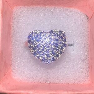 Heart-Shaped Purple and Silver Ring